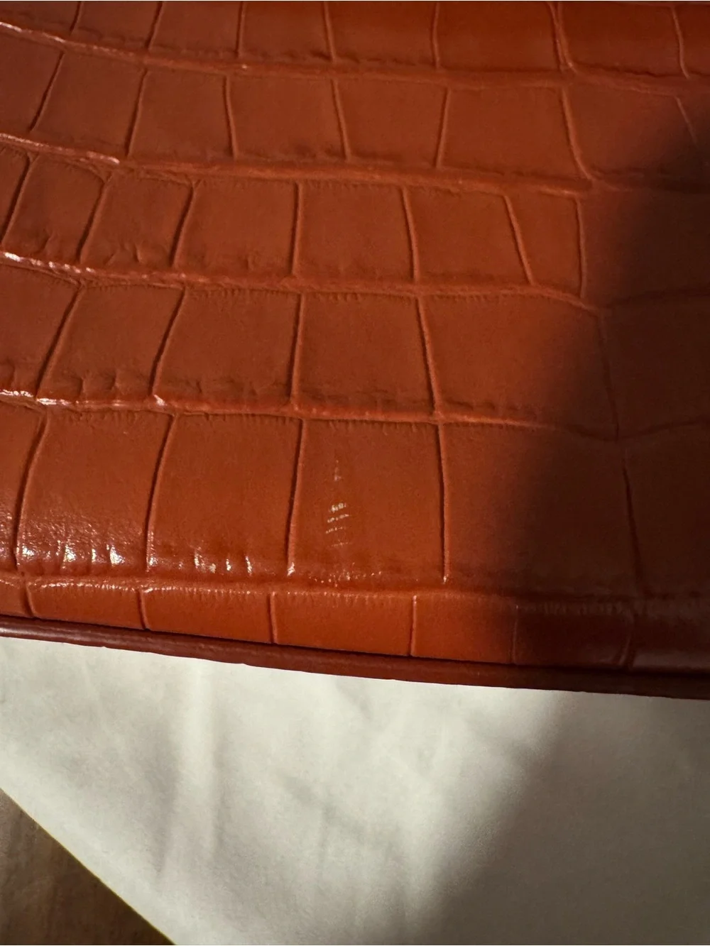 Furla 1927 Croc-Embossed Top Handle Crossbody in Coral